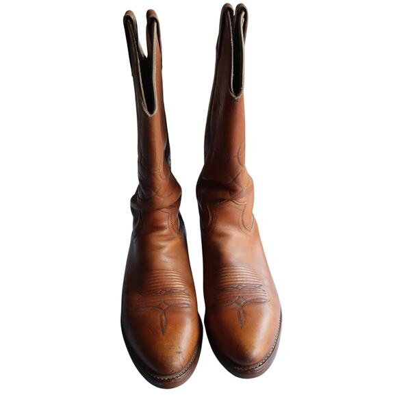Vintage 80s Justin Roper Western Boots Brown Leather 1173 Mens 9.5 Cowboy main image 7